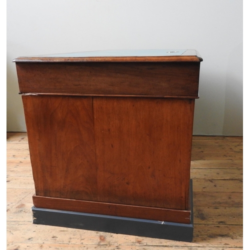 28 - A 19TH CENTURY MAHOGANY KNEEHOLE WRITING DESK, the top section comprising of three frieze drawers, s... 