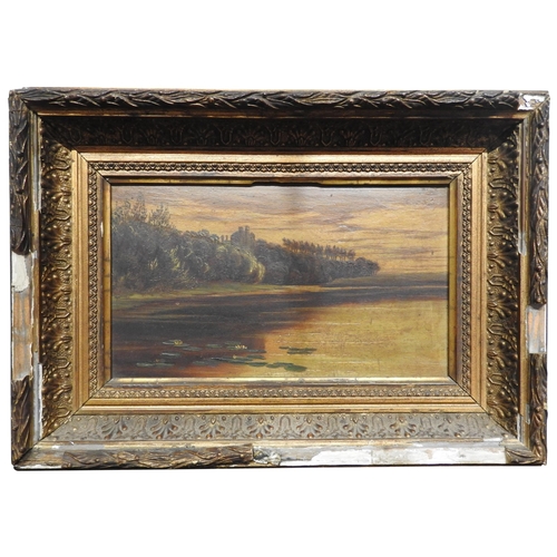 275 - A 19TH CENTURY OIL PAINTING ON BOARD 'NORFOLK BROADS', in gilt frame, 9 inches x 5.5 inches