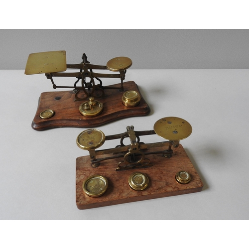 105 - A SET OF 19TH CENTURY BRASS LETTER SCALES, by Perry & Co. London, 8 x 18 x 9 cm and another larg... 