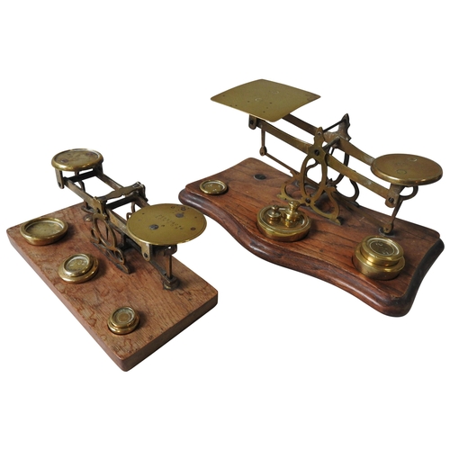 105 - A SET OF 19TH CENTURY BRASS LETTER SCALES, by Perry & Co. London, 8 x 18 x 9 cm and another larg... 