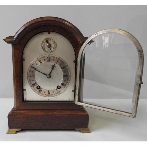 A WINTERHALDER & HOFMEIR EARLY 20TH CENTURY OAK CASED BRACKET CLOCK ...