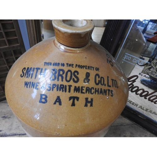 98 - A BATH BREWERY JAR, VINTAGE PRINTER'S TRAY, ADVERTISING MIRROR AND GILT FRAMED MIRROR, the brewery j... 