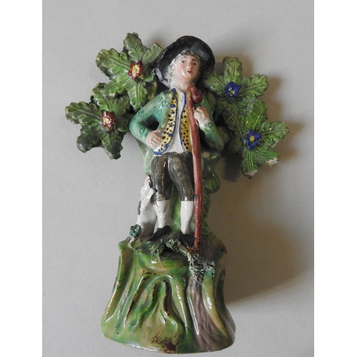 234 - A 19TH CENTURY STAFFORDSHIRE PEARL WARE WALTON FIGURE, along with a Copeland meat platter, Copeland ... 