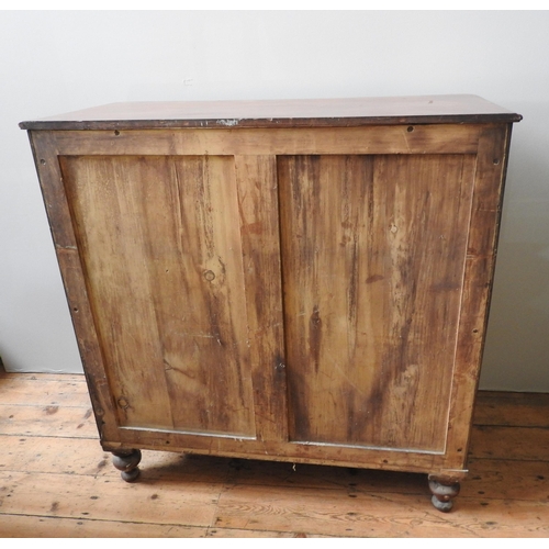 75 - A 19TH CENTURY MAHOGANY CHEST OF DRAWERS, comprising of two short drawers over three long graduated ... 