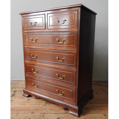 82 - A 20TH CENTURY HARDWOOD CHEST OF FIVE DRAWERS AND HARDWOOD OFFICE CABINET, 105 x 83 x 47 cm