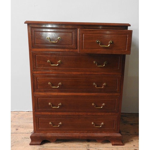 82 - A 20TH CENTURY HARDWOOD CHEST OF FIVE DRAWERS AND HARDWOOD OFFICE CABINET, 105 x 83 x 47 cm