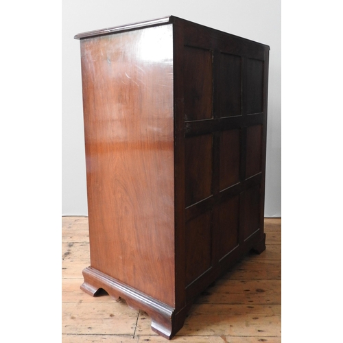 82 - A 20TH CENTURY HARDWOOD CHEST OF FIVE DRAWERS AND HARDWOOD OFFICE CABINET, 105 x 83 x 47 cm