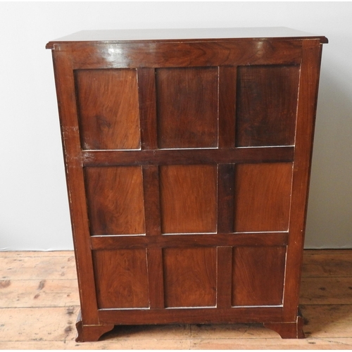 82 - A 20TH CENTURY HARDWOOD CHEST OF FIVE DRAWERS AND HARDWOOD OFFICE CABINET, 105 x 83 x 47 cm