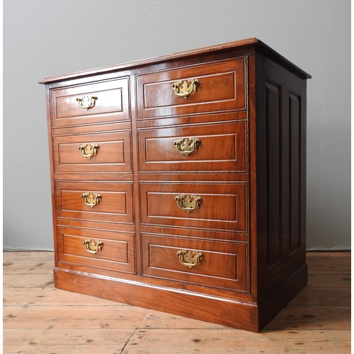 82 - A 20TH CENTURY HARDWOOD CHEST OF FIVE DRAWERS AND HARDWOOD OFFICE CABINET, 105 x 83 x 47 cm