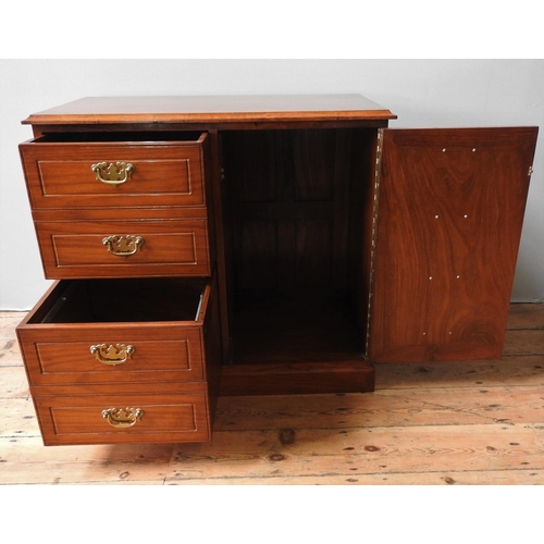 82 - A 20TH CENTURY HARDWOOD CHEST OF FIVE DRAWERS AND HARDWOOD OFFICE CABINET, 105 x 83 x 47 cm