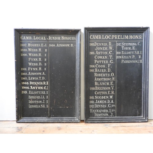 307 - TWO VINTAGE EXAM HONOURS BOARDS, circa 1921, originating from an independent school at Deytheur, Lla... 