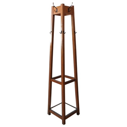 70 - A SQUARE TAPERED 20TH CENTURY HATSTAND, with a tray insert to the base, 181 x 40 x 40 cm