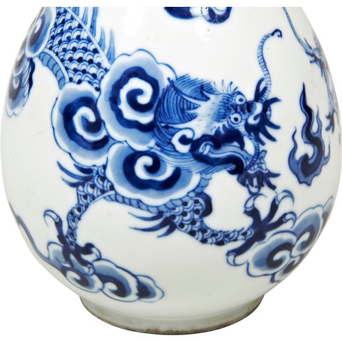 186 - FINE BLEU DE HUE 'DRAGON AND QILIN' VASECHINA FOR THE VIETNAMESE MARKET, NGUYEN DYNASTYthe sides fin... 