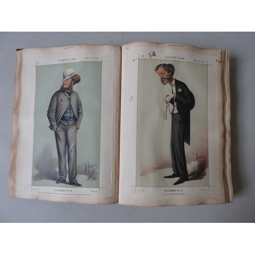 268 - A LARGE SCRAP BOOK CONTAINING 19TH CENTURY VANITY FAIR PRINTS