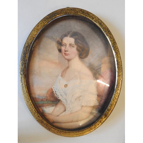 391 - A 19TH CENTURY MINIATURE PORTRAIT PAINTING AND TWO OTHER PORTRAITSIvory exemption submission no. A88... 