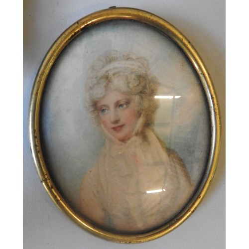 391 - A 19TH CENTURY MINIATURE PORTRAIT PAINTING AND TWO OTHER PORTRAITSIvory exemption submission no. A88... 