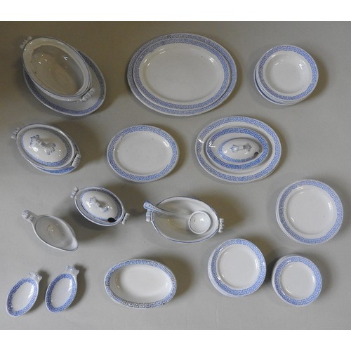 392 - A QUANTITY OF VINTAGE CHILDREN'S MINIATURE DINNER WARE, cream glazed with a banded 'Greek Meander' p... 