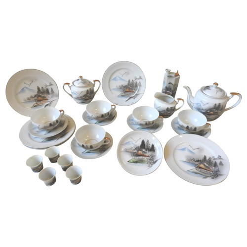 237 - A SELECTION OF JAPANESE EGG SHELL PORCELAIN TEA WARE, including Lithophane Geisha cups