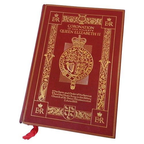 301 - A RED LEATHER & GILT BOUND COPY OF THE ORDER OF SERVICE FROM THE CORONATION OF QUEEN ELIZABETH I... 