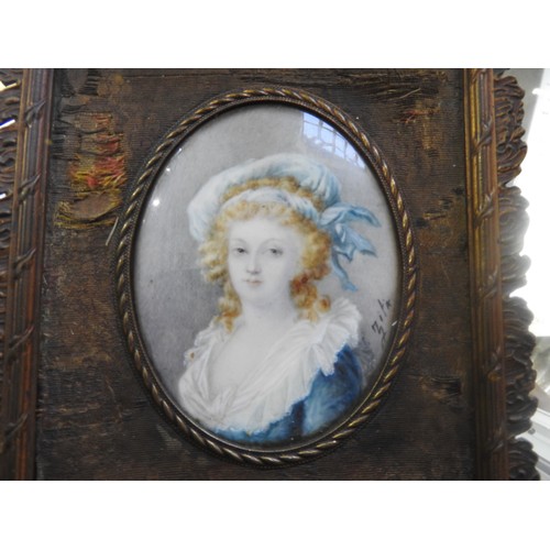 391 - A 19TH CENTURY MINIATURE PORTRAIT PAINTING AND TWO OTHER PORTRAITSIvory exemption submission no. A88... 