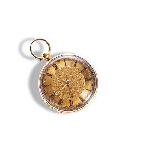 166 - 18CT GOLD ENGRAVED OPEN FACED POCKET WATCHwith engraved circular dial, with Roman numerals.Marked wi... 