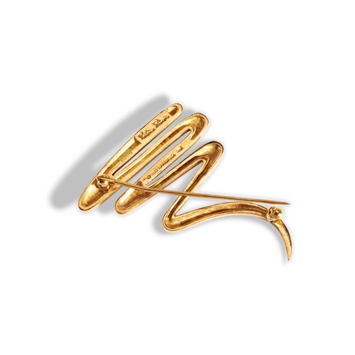 68 - PALOMA PICASSO FOR TIFFANY & CO ZIG ZAG BROOCH with box18ct gold Measures 4.3cm x 3.4cmTotal wei... 