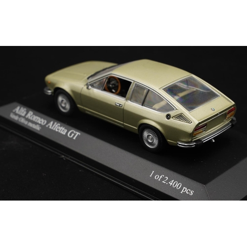 103 - ALFA-ROMEO ALFETTA GT VERDE OLIVA BY MINICHAMPS  Diecast metal with plastic components.