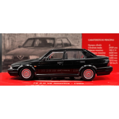 111 - 1989 ALFA-ROMEO 75 3.0 V6 AMERICA IN BLACK BY MINICHAMPS  Diecast metal with plastic components.