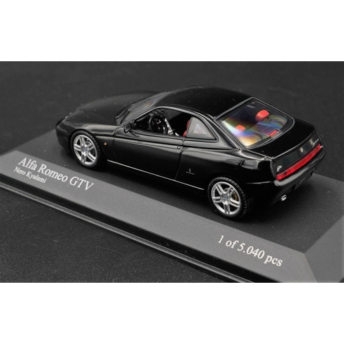 112 - 2003 ALFA-ROMEO GTV IN NERO KYLAMI BY MINICHAMPS  Diecast metal with plastic components.