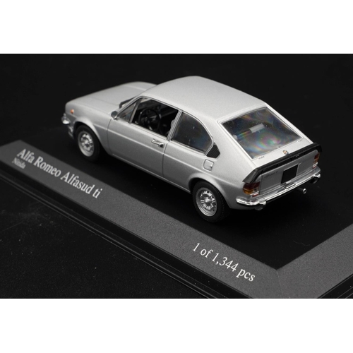 113 - 1974 ALFA-ROMEO ALFASUD TI IN SILVER BY MINICHAMPS  Diecast metal with plastic components.