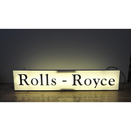 24 - 1960s ROLLS-ROYCE ILLUMINATED SHOWROOM SIGNHanging sign with working lamp, glass sides within metal ... 