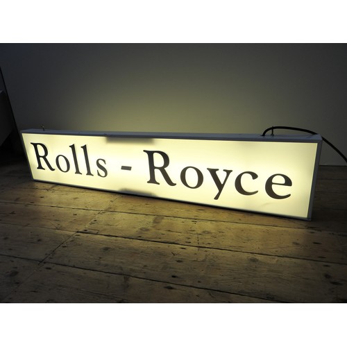 24 - 1960s ROLLS-ROYCE ILLUMINATED SHOWROOM SIGNHanging sign with working lamp, glass sides within metal ... 