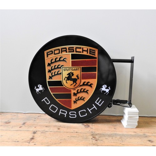 87 - LARGE PORSCHE ILLUMINATED WALL-SIGNDouble-sided, wall mounted sign. Branded Porsche and illuminates ... 