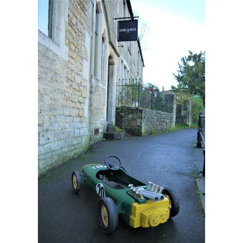 68 - 1960s LOTUS RACING PEDAL CAR BY TRI-ANGIn moulded plastic, circa 1970, finished in British racing gr... 