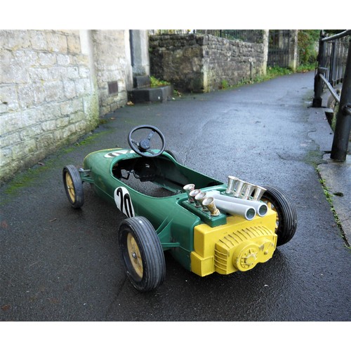 68 - 1960s LOTUS RACING PEDAL CAR BY TRI-ANGIn moulded plastic, circa 1970, finished in British racing gr... 