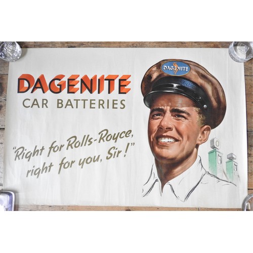 136 - DAGENITE CAR BATTERIES PROMOTIONAL POSTERAn extremely rare evocative 1930s promotional poster for Da... 