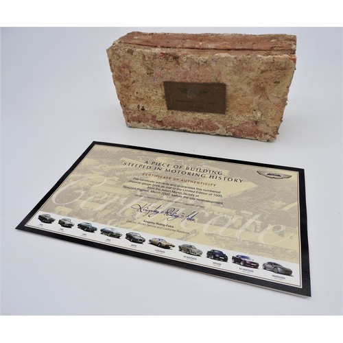 98 - ORIGINAL BRICK FROM THE ASTON-MARTIN NEWPORT PAGNELL WORKS #1The first of two specially numbered imp... 