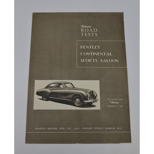 47 - INTERNAL ANNOUNCEMENT FOR THE 1951 LAUNCH OF THE 1951 BENTLEY CONTINENTAL SPORTS SALOONAddressed to ... 