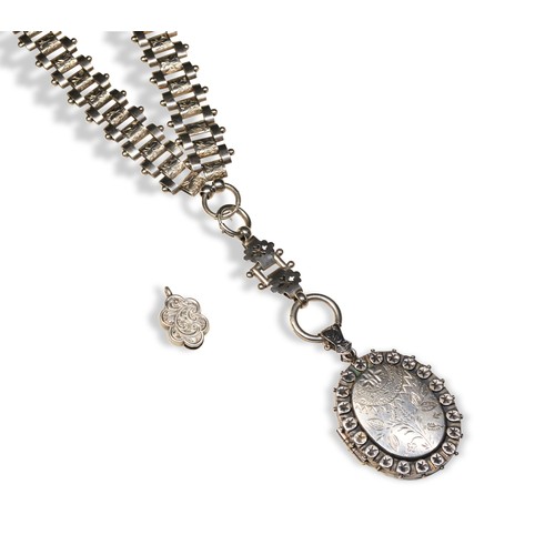 LATE VICTORIAN SILVER PENDANTS AND NECKLACE