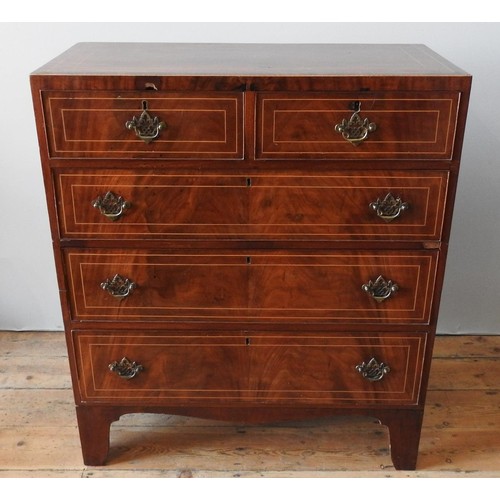 79 - A REGENCY MAHOGANY CHEST OF DRAWERS, two short drawers over three long drawers with string inlay, ra... 