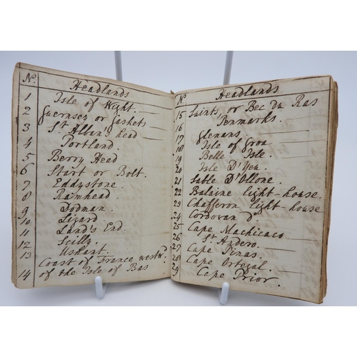 278 - A LATE 18TH/ EARLY 19TH CENTURY MARITIME LOG BOOK, the velum leaf book filled with copious notes rel... 