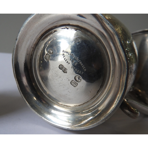 520 - A MID VICTORIAN SILVER CHRISTENING MUG AND ONE OTHER SILVER CHRISTENING MUG, the Victorian mug with ... 