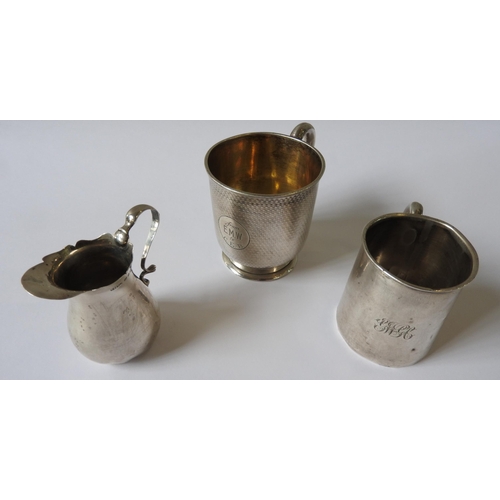 520 - A MID VICTORIAN SILVER CHRISTENING MUG AND ONE OTHER SILVER CHRISTENING MUG, the Victorian mug with ... 