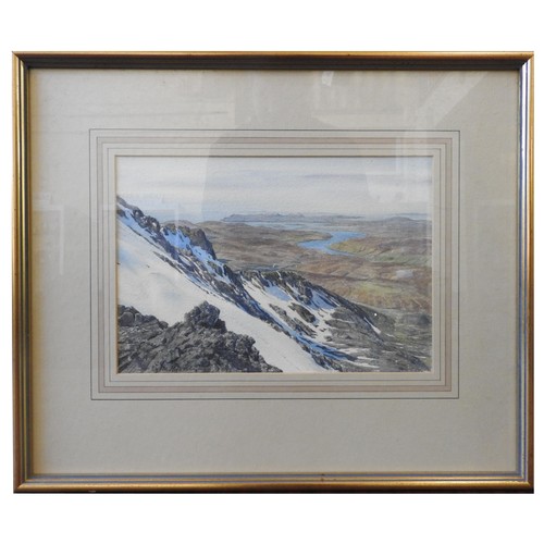 364 - JILL ALDERSLEY (1943-2007) WATERCOLOUR ON PAPER OF SCOTTISH MOUNTAIN SCENE, signed in lower left cor... 