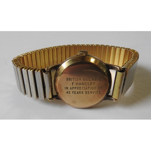 444 - A DELUXE SMITHS 9CT GOLD BRITISH RAIL WRIST WATCH,  from the mid 1960's, 15 Jewels ,Astral grade esc... 