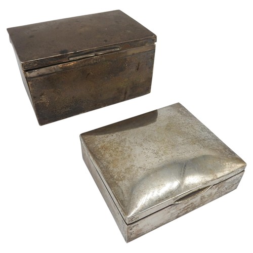 489 - A SILVER ENCASED CARD BOX AND A SILVER ENCASED RING BOX, the card box bears the mark of Gourdel Vale... 