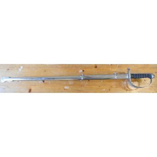 285 - 1827 PATTERN RIFLE OFFICER'S SWORD BY WILKINSON, 82.5 cm blade, back edge numbered 667984, steel gua... 