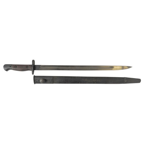 286 - 1907 PATTERN WILKINSON BAYONET, 43.5 cm single edged blade with narrow fuller, the forte stamped wit... 