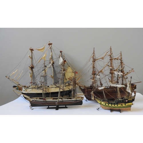 279 - A SCRATCH BUILT WOODEN MODEL TALL SHIP AND THREE OTHER MODEL TALL SHIPS, the largest measuring 58 x ... 