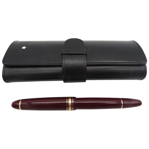 445 - A MONT BLANC MEISTERSTUCK FOUNTAIN PEN, dark red coloured body, the nib marked '4810 MB 14k MONT BLA... 